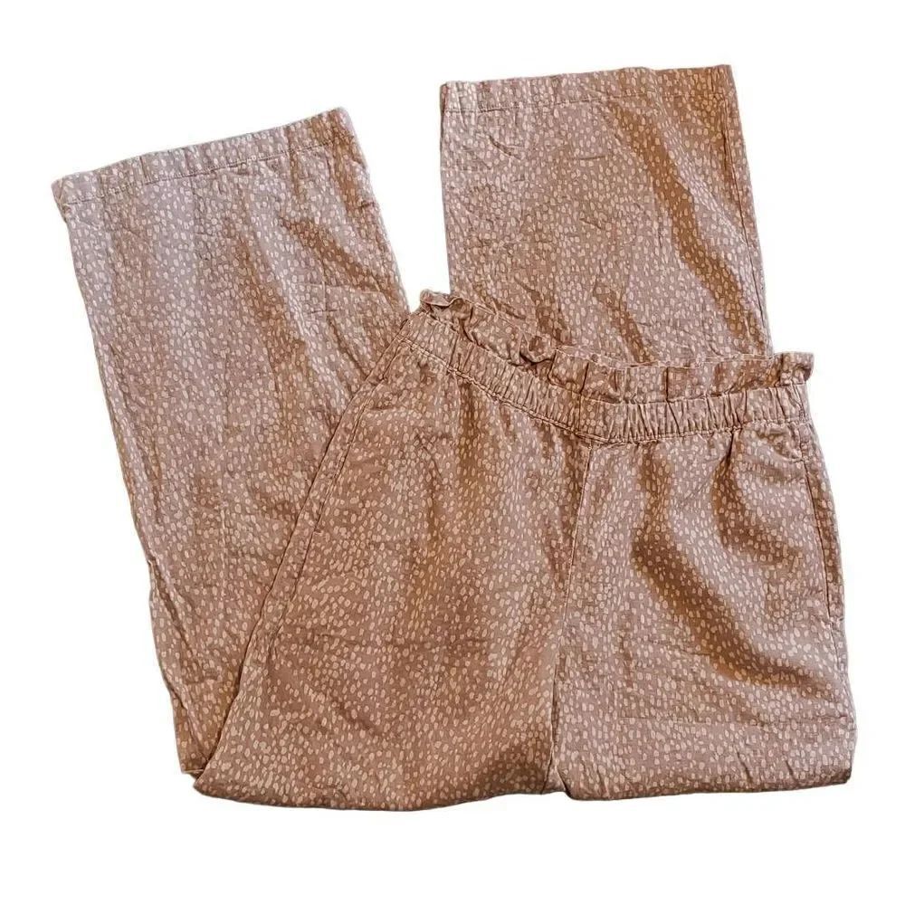 Express Linen Wide Leg Super High Rise Paperbag Pants Spotted Women's Medium